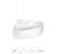 Акриловая ванна Lavinia Boho Bell Pro в наборе 5 в 1: акриловая ванна (левый разворот), каркас, экран, слив-перелив, подголовник 202011775