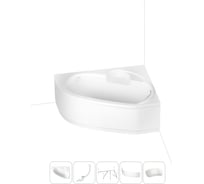 Акриловая ванна Lavinia Boho Bell Pro в наборе 5 в 1: акриловая ванна (правый разворот), каркас, экран, слив-перелив, подголовник 202011686