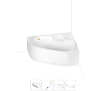 Акриловая ванна Lavinia Boho Bell Pro в наборе 4 в 1: акриловая ванна (правый разворот), каркас, экран, слив-перелив 202011264