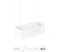 Акриловая ванна Lavinia Boho Catani в наборе 5 в 1: акриловая ванна (правый разворот), каркас, экран, слив-перелив, подголовник 202011613