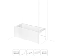 Акриловая ванна Lavinia Boho Catani в наборе 5 в 1: акриловая ванна (левый разворот), каркас, экран, слив-перелив, подголовник 202011656