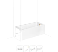 Акриловая ванна Lavinia Boho Catani в наборе 4 в 1: акриловая ванна (правый разворот), каркас, экран, слив-перелив 202011239