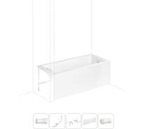 Акриловая ванна Lavinia Boho Catani в наборе 5 в 1: акриловая ванна (правый разворот), каркас, экран, слив-перелив, подголовник 202011659