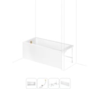 Акриловая ванна Lavinia Boho Catani в наборе 4 в 1: акриловая ванна (левый разворот), каркас, экран, слив-перелив 202011238