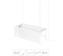 Акриловая ванна Lavinia Boho Catani в наборе 5 в 1: акриловая ванна (левый разворот), каркас, экран, слив-перелив, подголовник 202011748