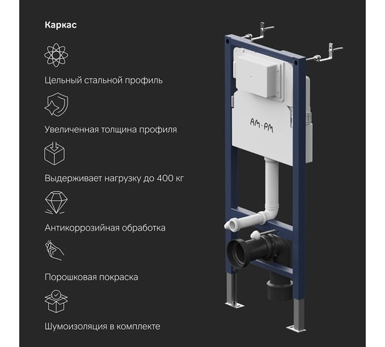 Инсталляция для подвесного унитаза с клавишей AM.PM PrimeFit S, хром глянц I012709.0251