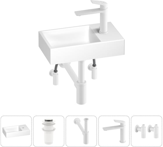 Маленькая раковина для ванной комнаты или туалета Wellsee WC Area в наборе 5 в 1 202011844 1