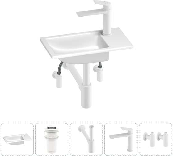 Маленькая раковина для ванной комнаты или туалета Wellsee WC Area в наборе 5 в 1 202011856