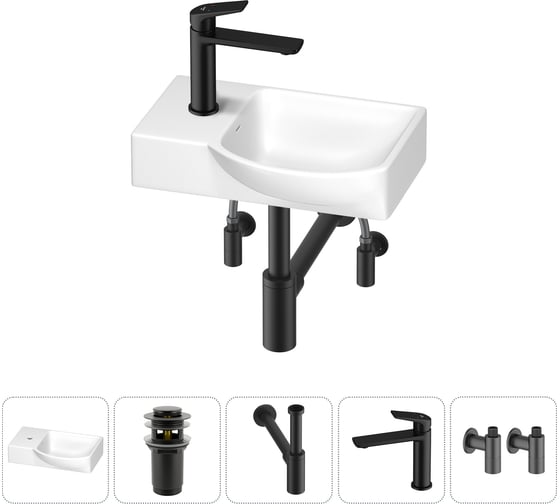 Маленькая раковина для ванной комнаты или туалета Wellsee WC Area в наборе 5 в 1 202011862 1