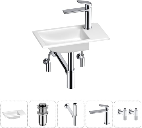 Маленькая раковина для ванной комнаты или туалета Wellsee WC Area в наборе 5 в 1 202011853 1