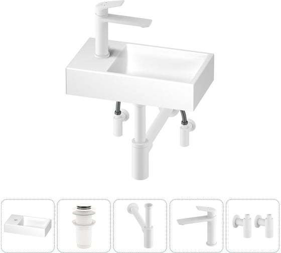 Маленькая раковина для ванной комнаты или туалета Wellsee WC Area в наборе 5 в 1 202011848 1