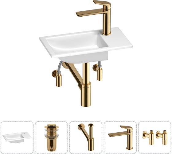 Маленькая раковина для ванной комнаты или туалета Wellsee WC Area в наборе 5 в 1 202011855