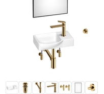 Маленькая раковина для ванной комнаты или туалета Wellsee WC Area в наборе 7 в 1 202011915