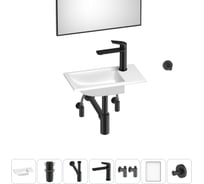 Маленькая раковина для ванной комнаты или туалета Wellsee WC Area в наборе 7 в 1 202011910