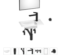 Маленькая раковина для ванной комнаты или туалета Wellsee WC Area в наборе 7 в 1 202011906