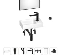 Маленькая раковина для ванной комнаты или туалета Wellsee WC Area в наборе 7 в 1 202011898