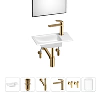 Маленькая раковина для ванной комнаты или туалета Wellsee WC Area в наборе 6 в 1 202011879