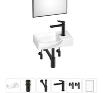 Маленькая раковина для ванной комнаты или туалета Wellsee WC Area в наборе 6 в 1 202011886