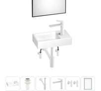 Маленькая раковина для ванной комнаты или туалета Wellsee WC Area в наборе 6 в 1 202011872