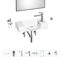 Маленькая раковина для ванной комнаты или туалета Wellsee WC Area в наборе 8 в 1 202011949