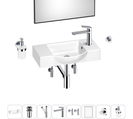 Маленькая раковина для ванной комнаты или туалета Wellsee WC Area в наборе 8 в 1 202011949