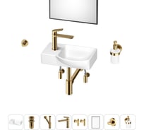 Маленькая раковина для ванной комнаты или туалета Wellsee WC Area в наборе 8 в 1 202011947