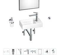 Маленькая раковина для ванной комнаты или туалета Wellsee WC Area в наборе 8 в 1 202011925