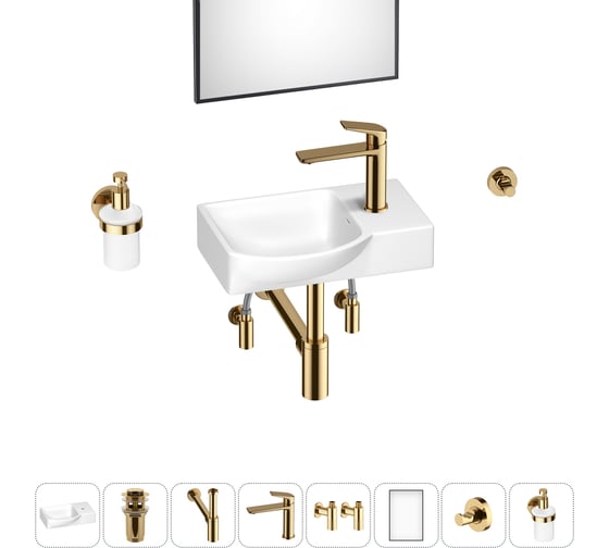 Маленькая раковина для ванной комнаты или туалета Wellsee WC Area в наборе 8 в 1 202011943