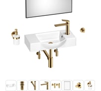 Маленькая раковина для ванной комнаты или туалета Wellsee WC Area в наборе 8 в 1 202011951