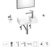 Маленькая раковина для ванной комнаты или туалета Wellsee WC Area в наборе 8 в 1 202011941