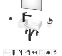 Маленькая раковина для ванной комнаты или туалета Wellsee WC Area в наборе 8 в 1 202011946