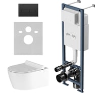 Комплект инсталляции AM.PM ErgoFit с клавишей M черный матовый, с подвесным унитазом Jupiter без ободка, с сиденьем IS110338.DX77C1700