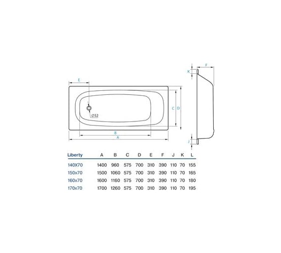 Ванна Koller Pool Liberty 160х70 B60C2200E