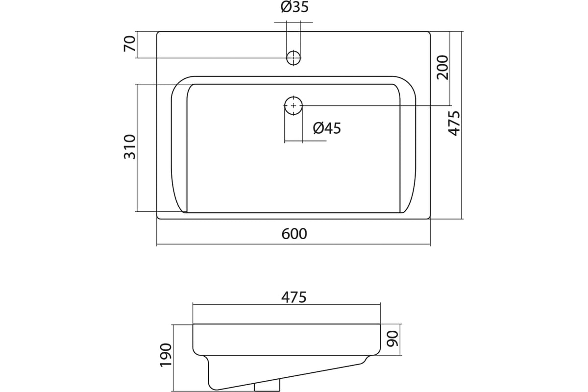 Мебельный умывальник DORATIZ Тигода 60 Сантек белый, 1 отверстие 0302. ...