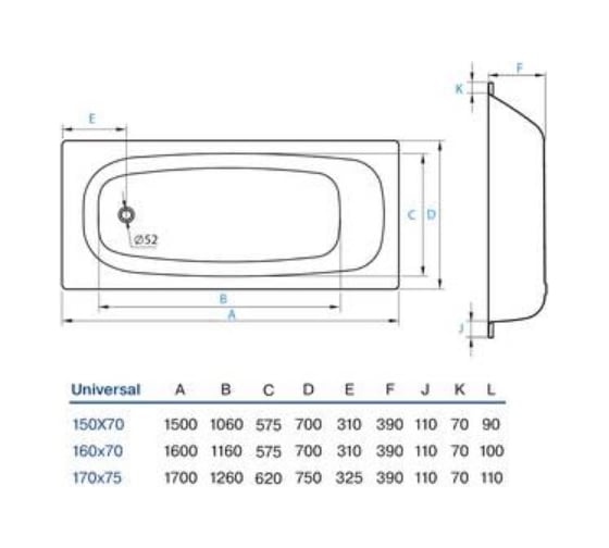Ванна Koller Pool Universal 170x75 B75HAH00E