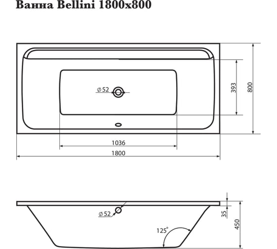 Прямоугольная ванна Corpa Nera Bellini 180х80, белый CN05020WH