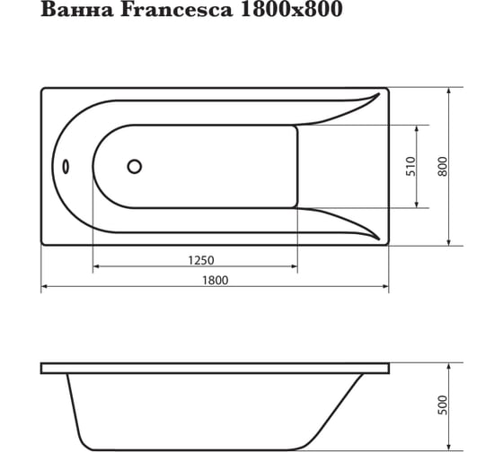 Прямоугольная ванна Corpa Nera Francesca 180х80, белый CN05018WH
