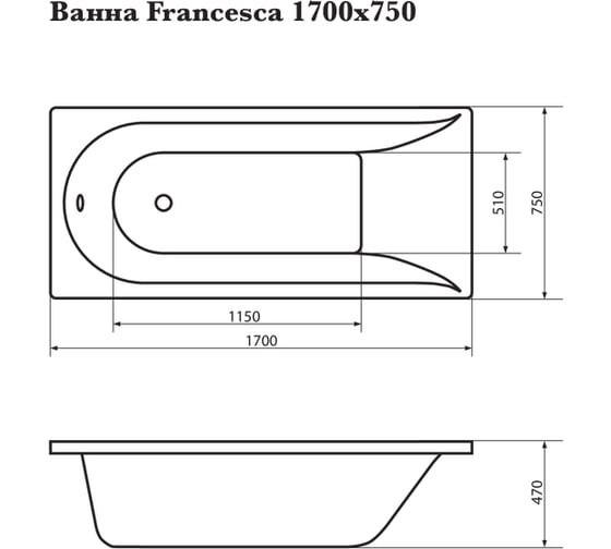 Прямоугольная ванна Corpa Nera Francesca 170х75, черный матовый CN05024BLM