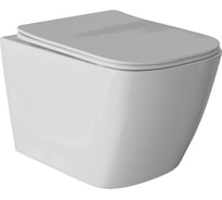 Унитаз подвесной безободковый WAVE QUADRO быстросъемное сиденье дюропласт, м/л, белый глянец XL 550506