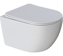 Унитаз подвесной безободковый WAVE ROUND быстросъемное сиденье дюропласт, м/л, белый глянец L 550499