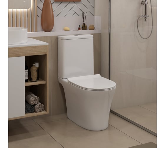 Унитаз напольный Teymi Ritta Pro безободковый, сиденье микролифт T40810 ЦБ-00270126