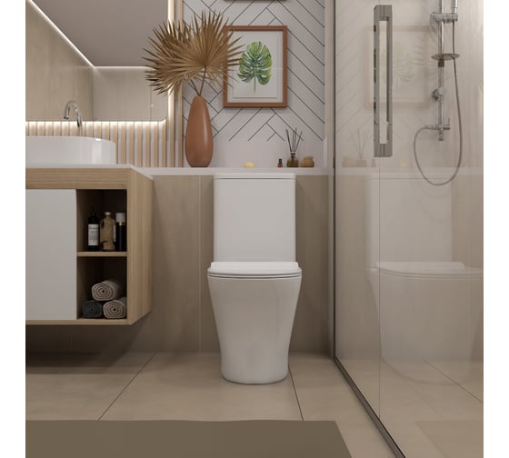 Унитаз напольный Teymi Ritta Pro безободковый, сиденье микролифт T40810 ЦБ-00270126