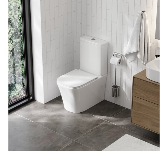 Унитаз напольный Teymi Lori безободковый, сиденье микролифт T40309 ЦБ-00270234