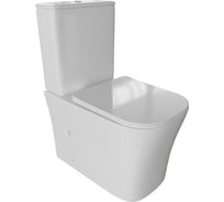 Унитаз-компакт безободковый WAVE PROMO горизонтальный, нижняя подводка, арматура 2 кнопки, сиденье дюропласт, микролифт, быстросъемное, белый глянец 551845