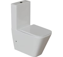 Унитаз-компакт безободковый WAVE SQUARE Tornado1.0 горизонтальный, нижняя подводка, арматура 2 кнопки, сиденье дюропласт, микролифт, быстросъемное, белый глянец 553133