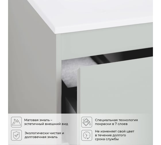 Тумба с раковиной подвесная ИТАНА Slim 50 502х471х569 мм, серый эмаль 4657821040164