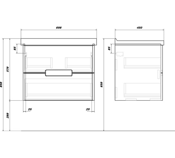 Тумба с раковиной RUVANN KANI 70 + Фостер 70 подвесная Т.KANI.П-70П-KIT-FOS