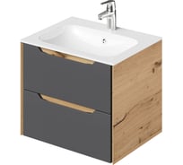 Тумба с раковиной подвесная ИТАНА Nill 60 606х477х511 мм, графит 4657828216548