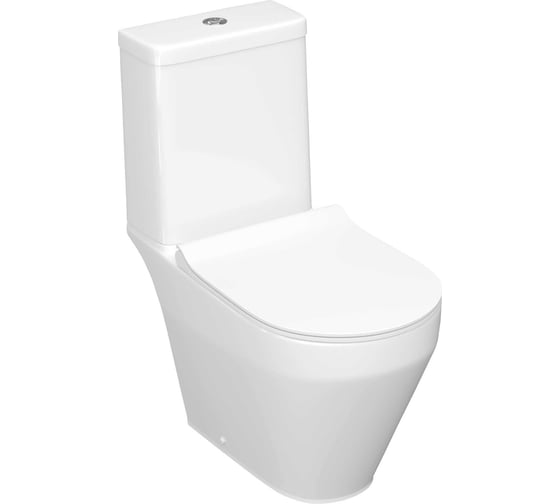 Унитаз-компакт Керамин Бари R Slim МЛ 2-режим (функция EASY Flush EASY Clean) с жестким тонким сиденьем Slim с микролифтом, двухрежимной спускной арматурой (КНР), креплением угловым скрытым и удлинителем гибким CDB00029257
