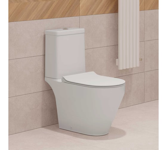 Унитаз-компакт Керамин Бари R Slim МЛ 2-режим (функция EASY Flush EASY Clean) с жестким тонким сиденьем Slim с микролифтом, двухрежимной спускной арматурой (КНР), креплением угловым скрытым и удлинителем гибким CDB00029257